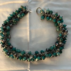 Beautiful turquoise, pearls and rock crystal necklace